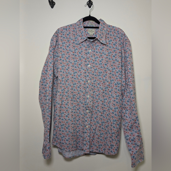 J.Crew Slim Untucked Floral Button Down Shirt Men’s L Secret Wash Preppy Coastal - Picture 2 of 7